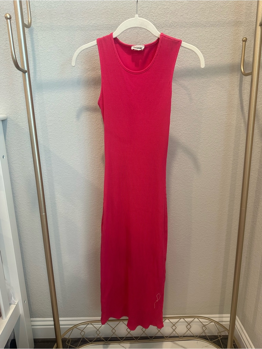 Sugarlips Ribbed Tank Midi Dress - Hot Pink